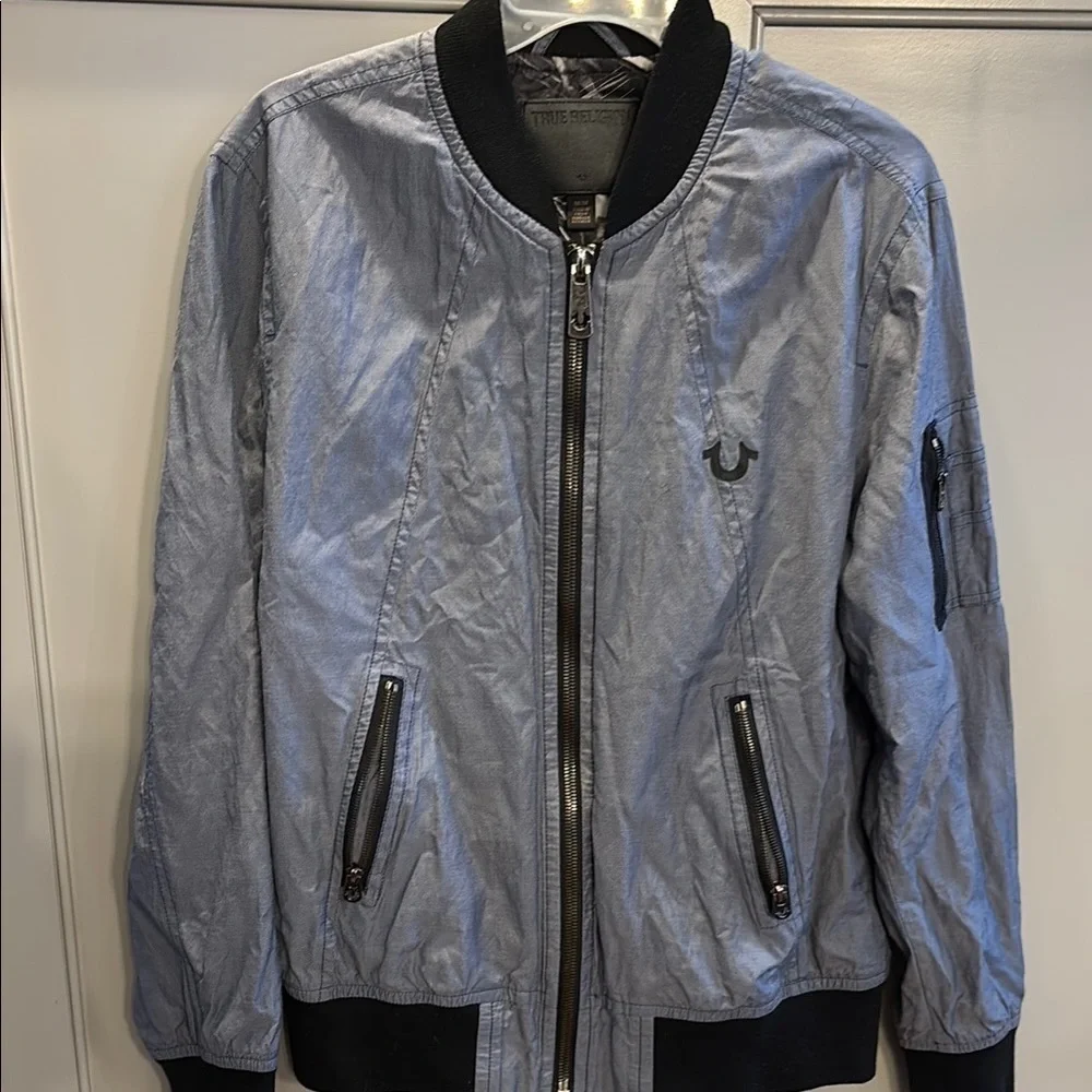 True Religion Men's Grey Bomber Jacket